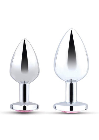 B-Vibe Jewel Metal Anal Plug Training - Pink/Silver - 2 Piece/Set