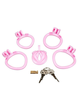 Blueline Bitchboy Degrading Mini Chastity Cage with Pussy Shape