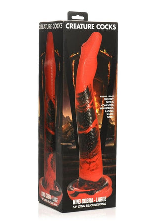 Creature Cocks King Cobra Long Silicone Dildo - Black/Red - Large - 14in