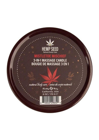 Earthly Body Hemp Seed 3 In 1 Massage Candle - Mistletoe Mischief - 6oz
