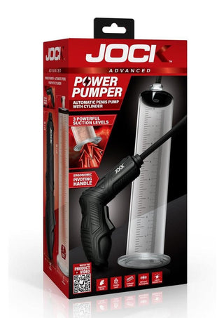 Jock Power Pumper Automatic Penis Pump with Cylinder - Black/Clear