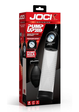 Jock Pump Up Gauge Penis Pump with Bulb - Black