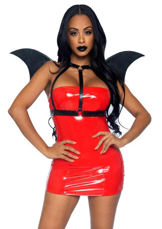 Leg Avenue Bat Wing Body Harness Faux Leather - Black - One Size