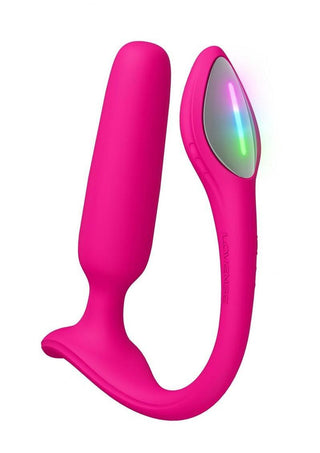 Lovense Lush Rechargeable App Compatible Silicone Vibrating Light Up Anal Plug - Pink