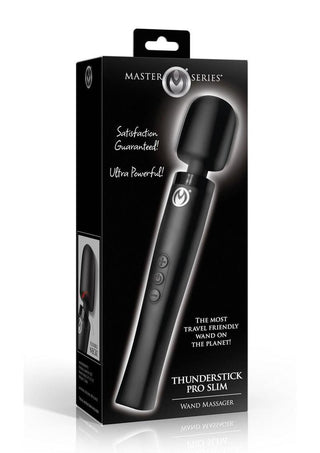 Master Series Thunderstick Pro Slim Rechargeable Wand Massager - Black
