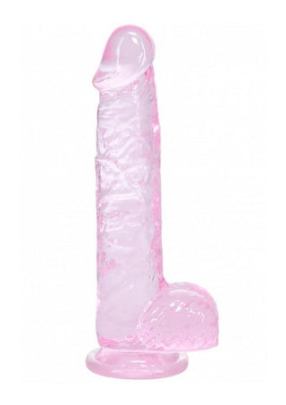 Realrock Crystal Clear Realistic Dildo with Balls - Pink - 5in