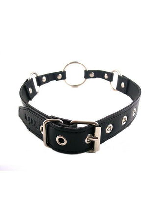 Rouge O Ring Leather Adjustable Mouth Gag - Black