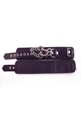 Rouge Plain Leather Adjustable Ankle Cuffs - Black