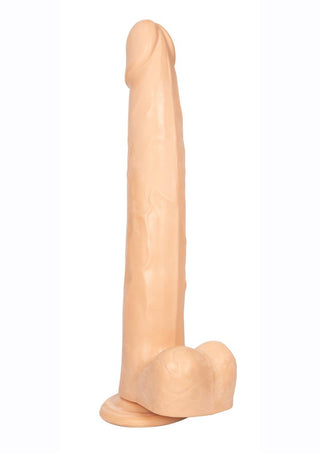 Size Queen Dildo with Balls - Vanilla - 12in