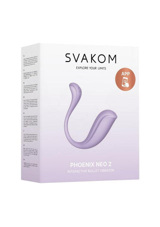 Svakom Phoenix Neo 2 Interactive Rechargeable Silicone Bullet Vibrator with Remote Control - Lavender