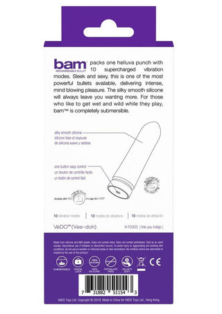 Vedo Bam Rechargeable Silicone Bullet Vibrator - Into You