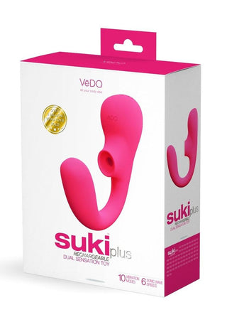 Vedo Suki Plus Rechargeable Silicone Dual Vibrator - Foxy - Pink