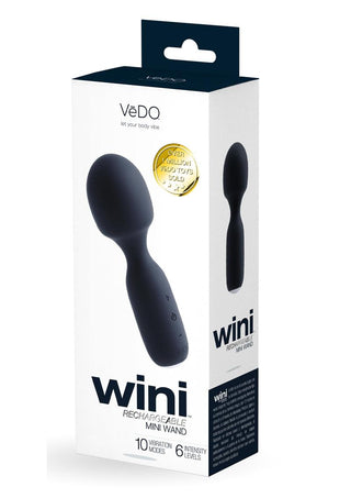 Vedo Wini Silicone Rechargeable Mini Wand Massager - Just - Black
