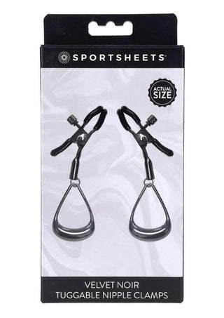 Velvet Noir Tuggable Nipple Clamps - Black