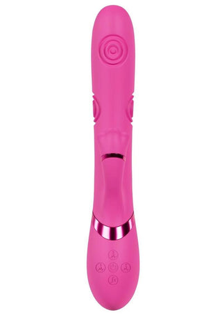 Vive Fiore Silicone Rechargeable Triple Motor G-Spot Air Wave Vibrating and Tapping Flared Clit Stimulator